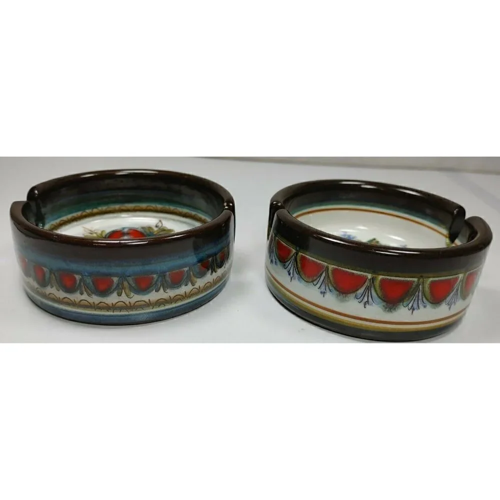 Gebrüder Haas Brothers Potters at Liechtenstein Ashtray Set Flower Heart Pottery